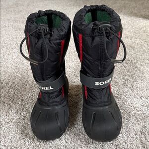 Sorel Black and Red Kids Snow Boots